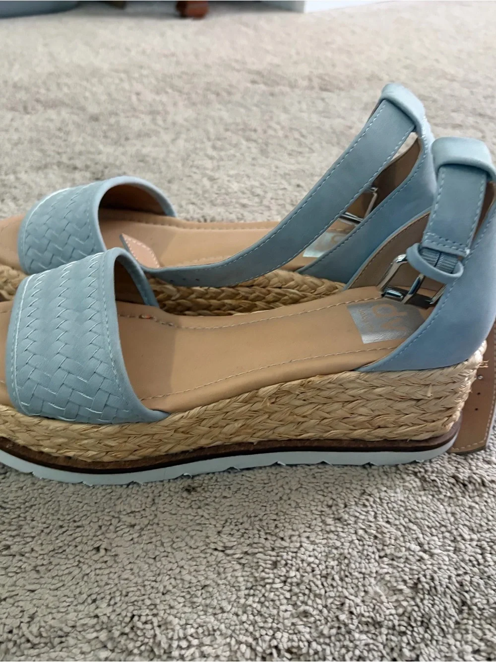 Dolce Vita Powder Blue Wedge Espadrille Sandals